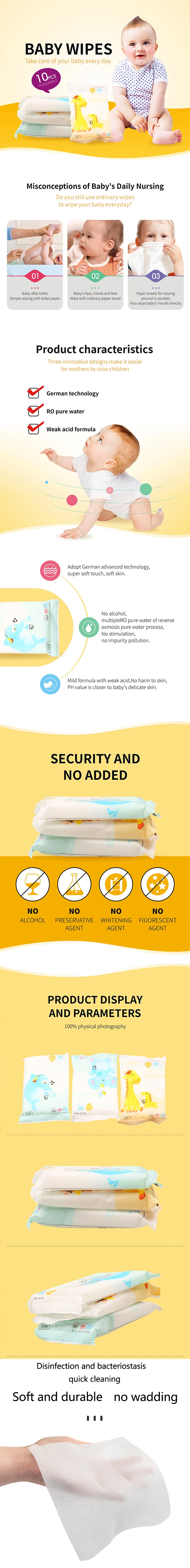 Nonwoven Fabric Natural Biodegradable Portable Baby Wet Wipes