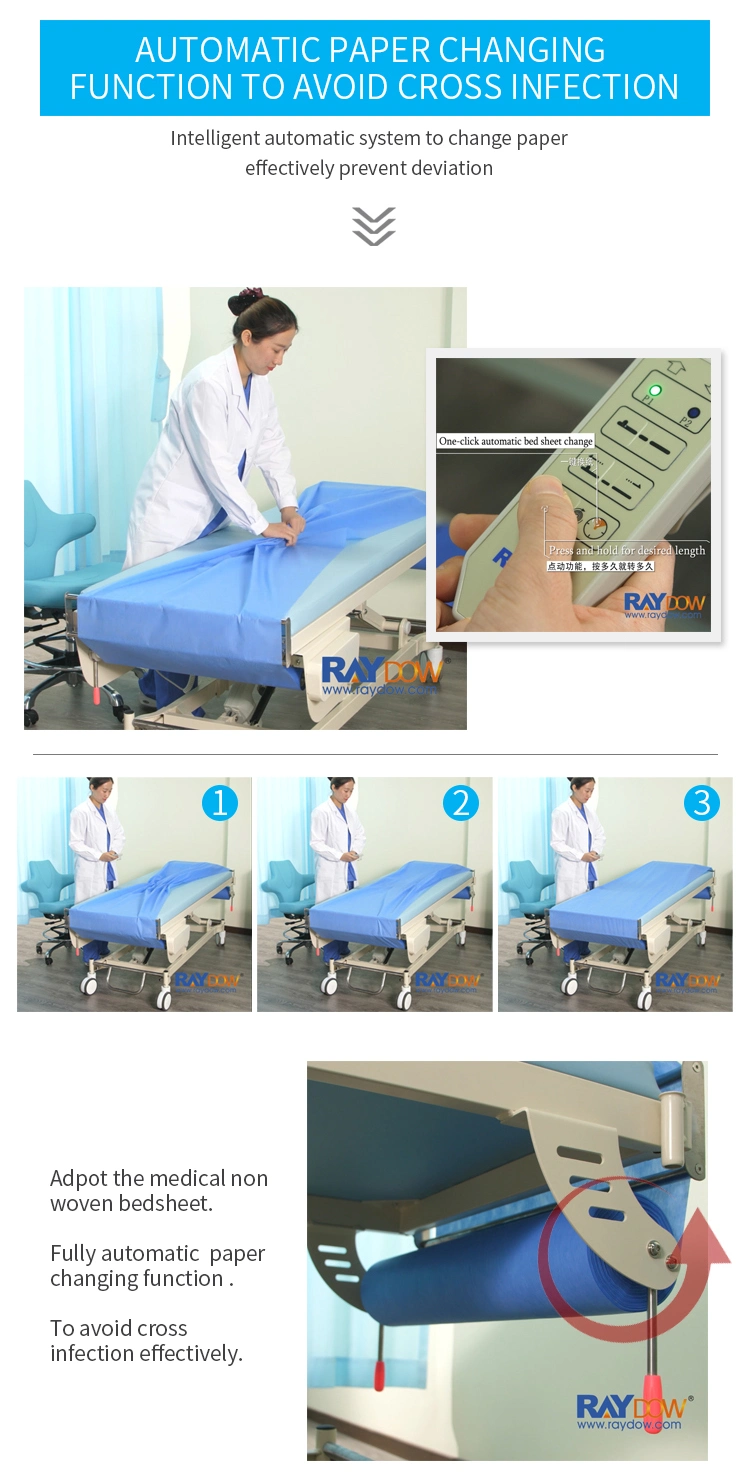 Medical Bed Auto-Change Paper Roll Patient Ultrasound Hospital Bed Examination Bed