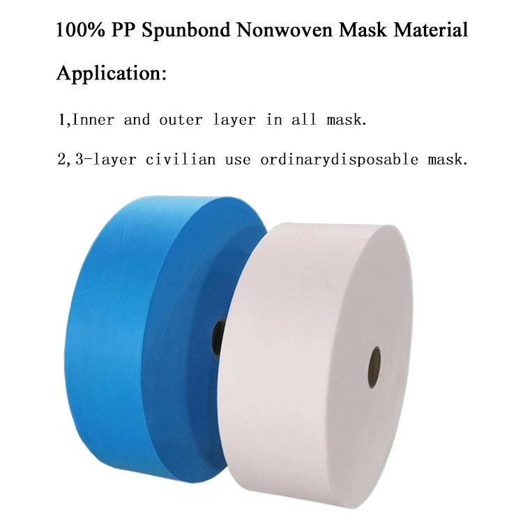 25GSM 17.5cm Polypropylene Spunbond Nonwoven Face Mask Material White Blue