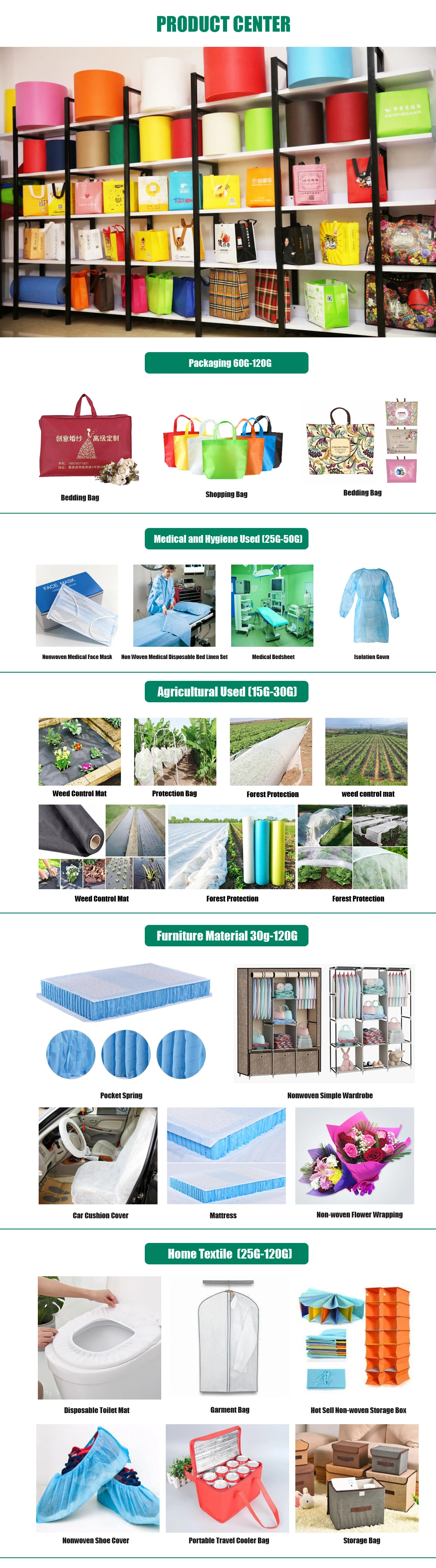 Agriculture Used PP Spunbond Nonwoven for Plant Cover/Greenhouse