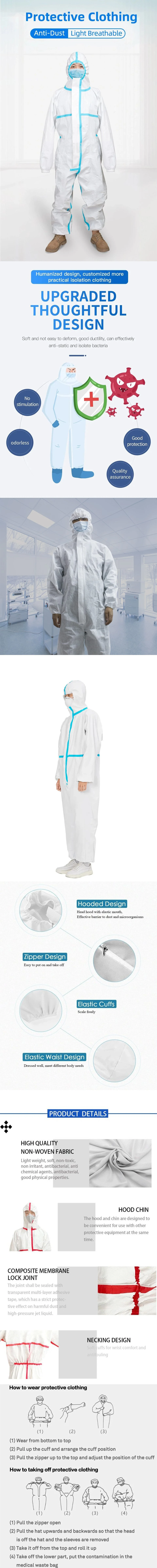 Manufactory Disposable Medical Isolation Gown Protective Gown Medical PPE Coverall Gown Polypropylene PP SMS Nonwoven Waterproof Protective Chemical