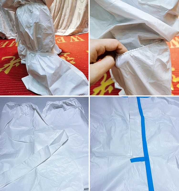 White Cleaning Hooded Polypropylene Nonwoven PP Non Woven SMS Microporous PPE Gown Clothing Disposable Coverall