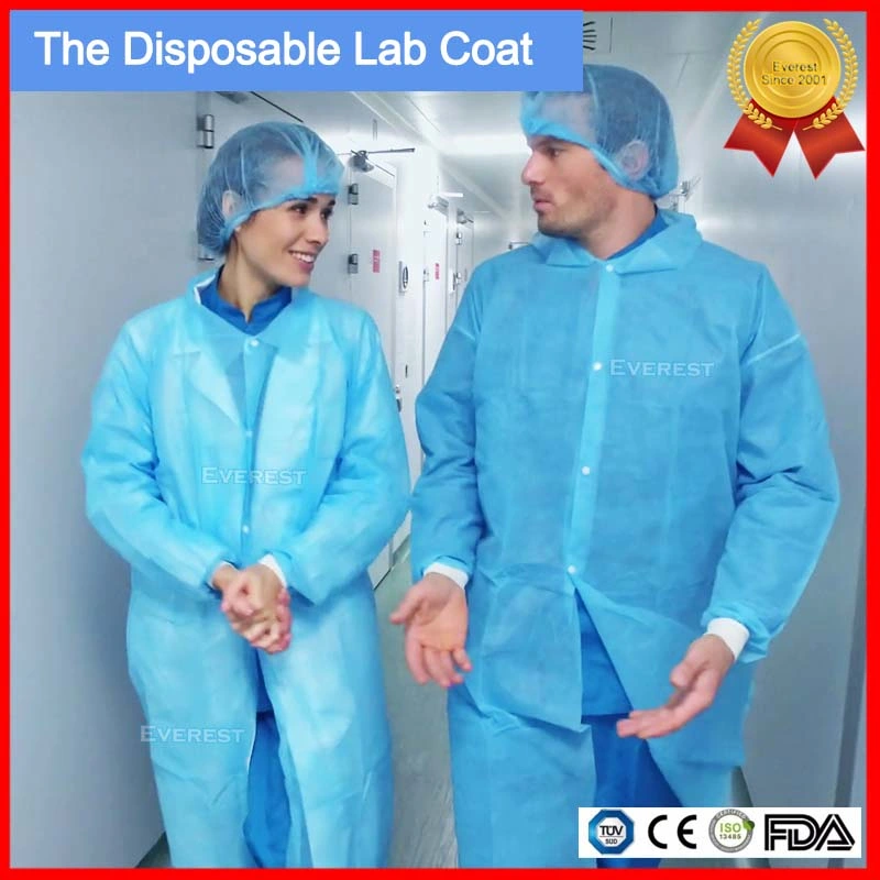 Polypropylene/Nonwoven/PP/SMS/Medical/Surgical/Protective Disposable Lab Coat for Laboratory or Doctor