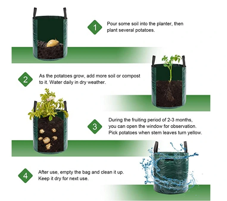 10 Gallon Potato Grow Bags Two Sidesvelcro Window Vegetable Grow Bags, Double Layer Premium Breathable Nonwoven Cloth for Potato/Plant Container/Aeration Fabric