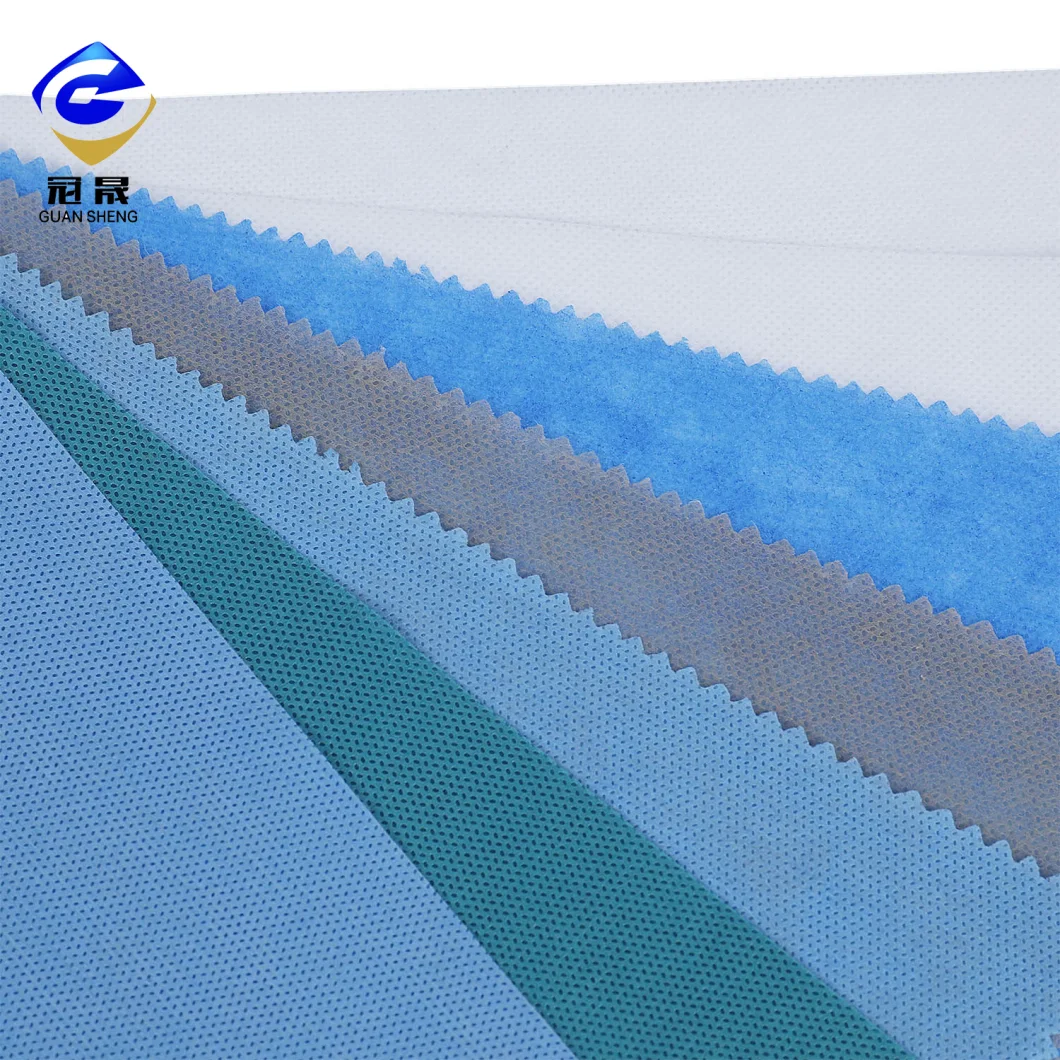 China Manufacturer 175mm White/Blue 25GSM 100% PP Spunbond Nonwoven Fabric for Medical Supplies