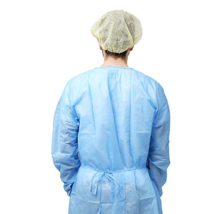 Yellow Isolation Exam Non Woven Polypropylene Liquid Resistant Protective Disposable PPE Gown with Elastic Cuffs