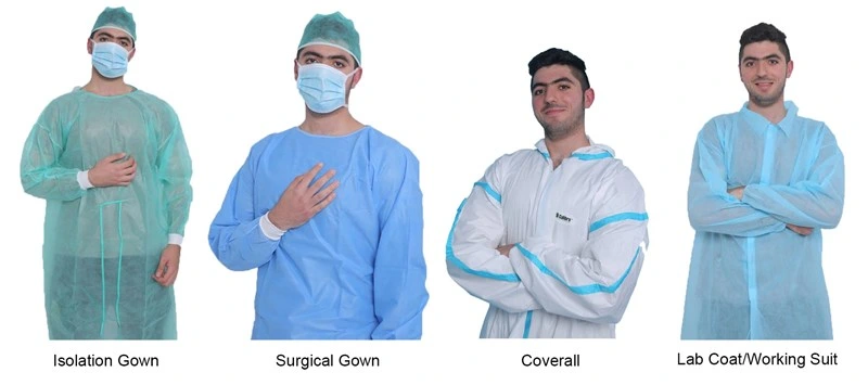 Disposable PP Non-Woven PP+PE SMS Isolation Gown Visitor Gown