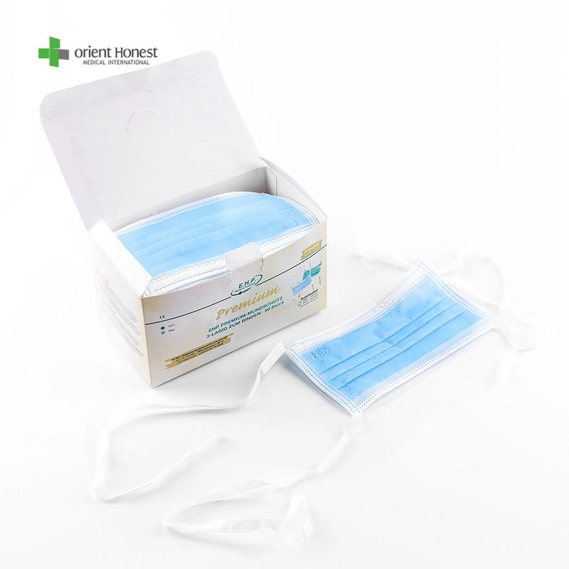 Tie on PP Nonwoven Mask 3ply Tie on PP Nonwoven Mouth Covers Bfe 95 Tie on Face-Masks for Doctor Disposable Medical Suppliers