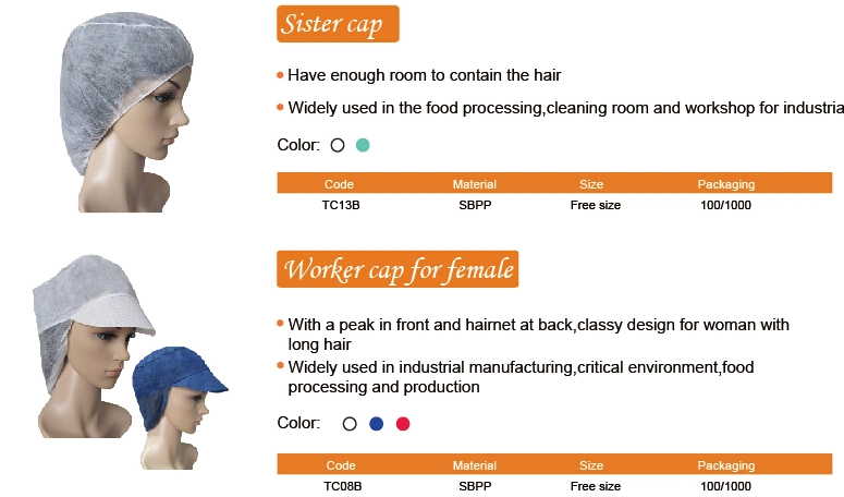 Nonwoven Disposable Worker Cap, Disposable Kitchen Cap for Men and Women