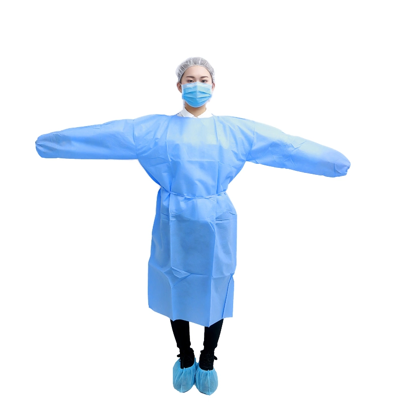 Hospital Medical Uniform PP Non Woven Disposable Isolation Gown PE SMS PP Isolation Gown