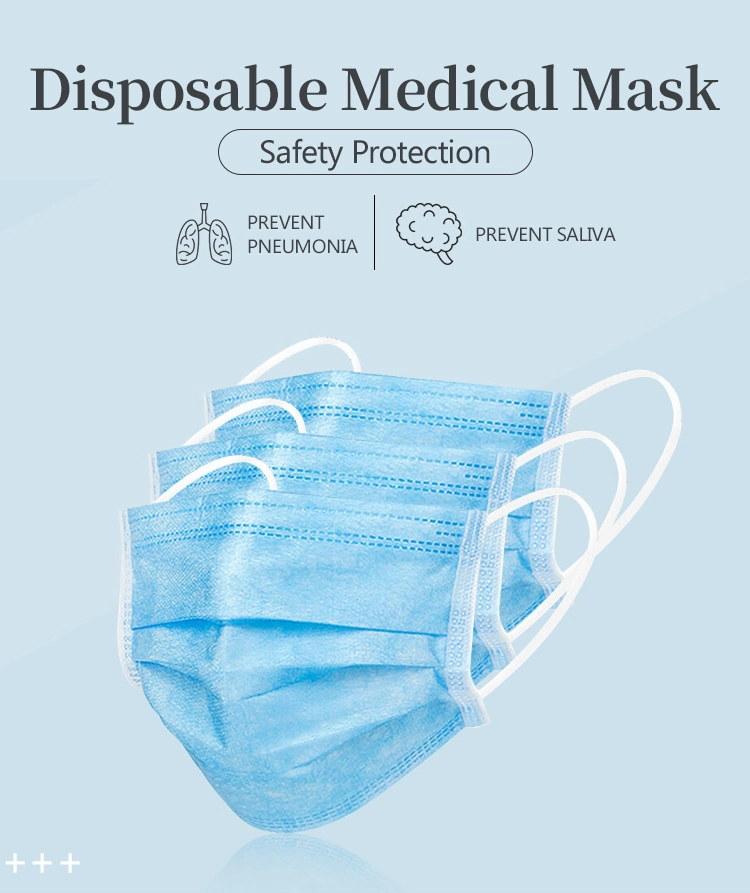 Factory Price Ce FDA PP Non-Woven Facial Melt-Woven 3ply Disposable Dust Protective Face Mask