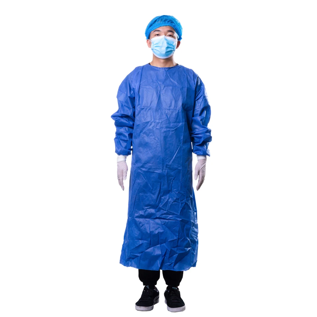 Blue Civilian Personal PP Non Woven Disposable Protective Gown PP+PE