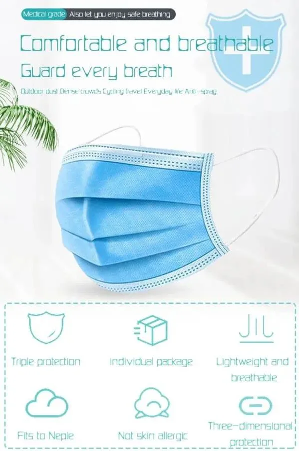 High quality Disposable Face Mask with Non Woven Material for Preventing Infection