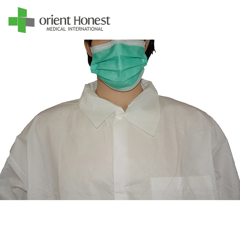 Non Woven Lab Coat Non Woven Lab -Gown Non Woven Visit Coat Non Woven Visit Clothing Non Woven Visit Gown Disposable Medical Protective Coat Supplier
