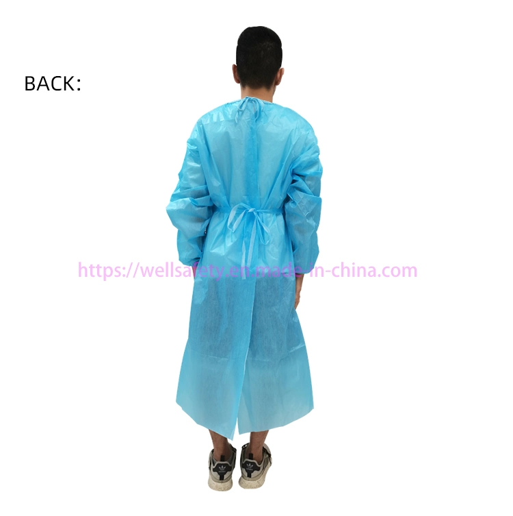 FDA CE ISO SGS En13485 En13795 AAMI Nonwoven Waterproof PP PE Lab Caot Disposable CPE Apron SMS Suit Workwear Disposable Isolation Gown