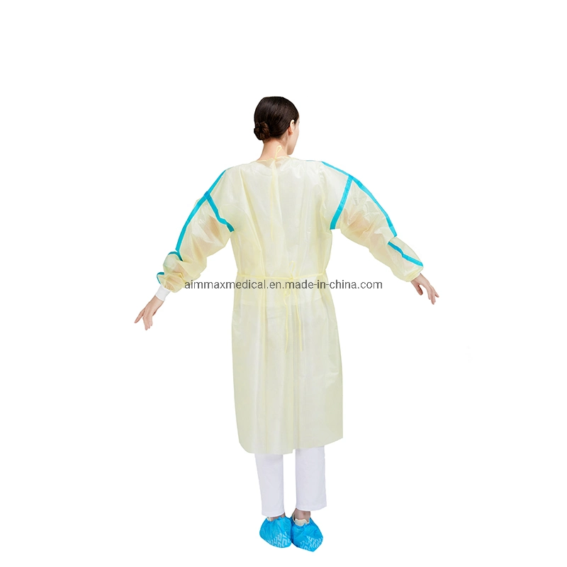 2020 Aimmax Best Seller Disposable Non Woven PP/PP+PE/SMS/SMMS Isolation Gown Visit Gown