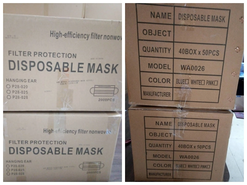 Disposable Face Mask Three Layers 3 Ply Nonwoven Disposable Non-Woven Fabric Disposable Face Mask