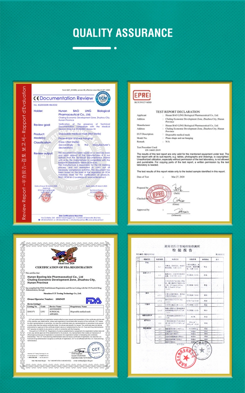Type I/Yy/T0969 Certificated Disposable Medical Face Masks Nonwoven Material