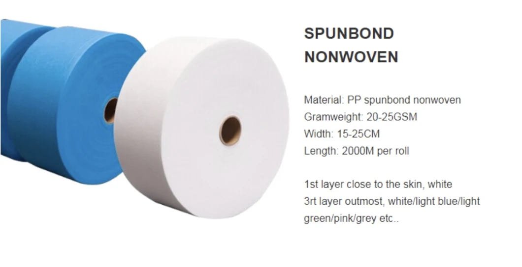 in Stock 25GSM 100% Polypropylene Spunbond Nonwoven Fabrics for Making Face Mask