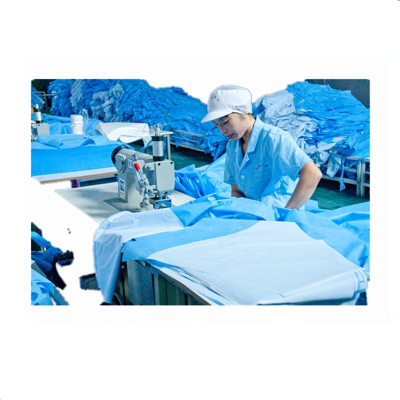 SMS Surgical Gown with Elastic/Knitted Cuff, Disposable Nonwoven, Waterproof, Protective, Fluid Penetration Resistant, En13795, AAMI Level 2, Level 3,