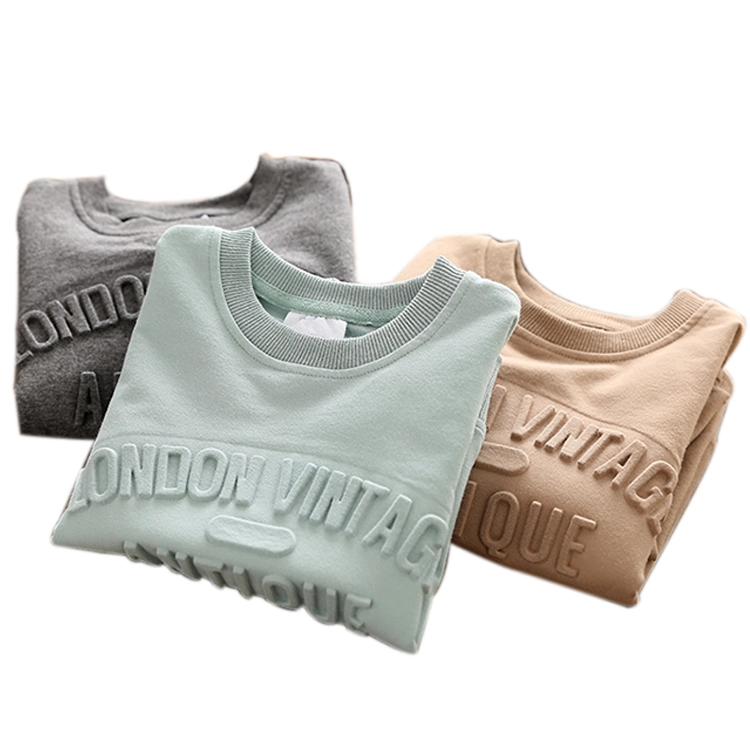 Custom Street Wear 3D Logo Embossed Cotton Crewneck Clothing Custom Embossed Sweatshirt