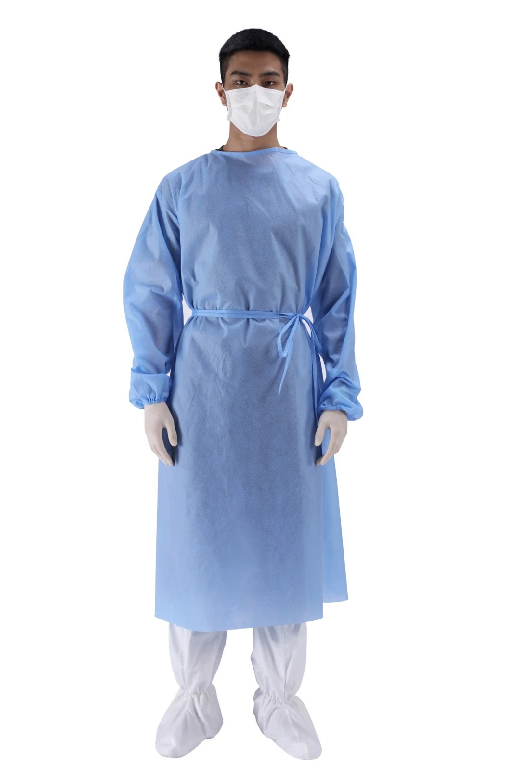 Factory Nonwoven Surgical En 13485 Isolation Gown with PP/SMS/PP+PE Material