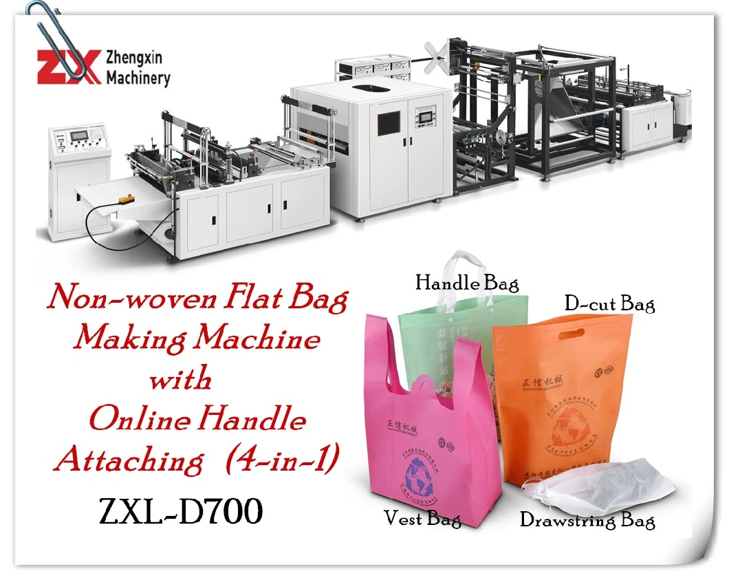 Nonwoven Handle Flat Bag Eco Bag Fabric Bag Shopping Bag D-Cut Handle Bag Making Machine