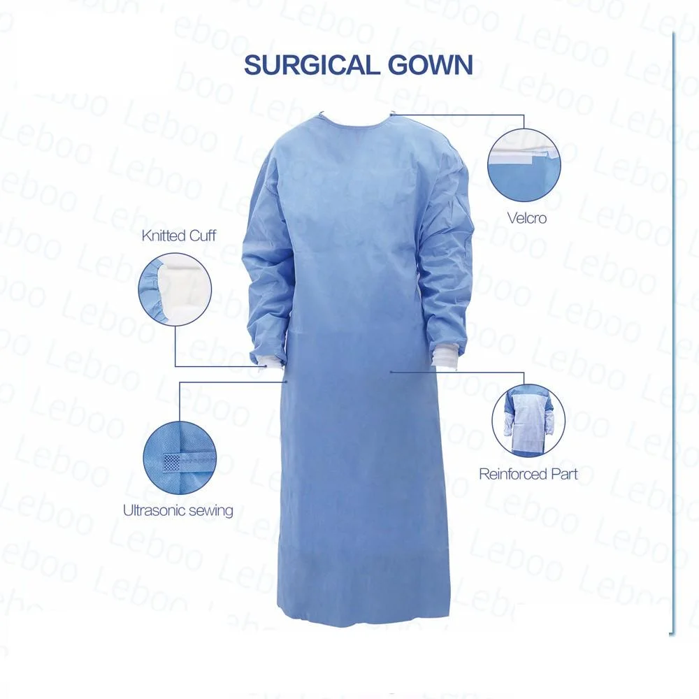 Polypropylene Nonwoven/SMS/PP+PE/Medical//Hospital Surgeon/Polyethylene/PE/CPE/PP Disposable Surgical Gown
