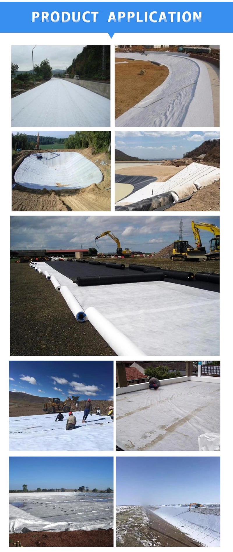 600g M2 High Quality PP Pet Woven Building Construction Nonwoven Geotextile Fabric