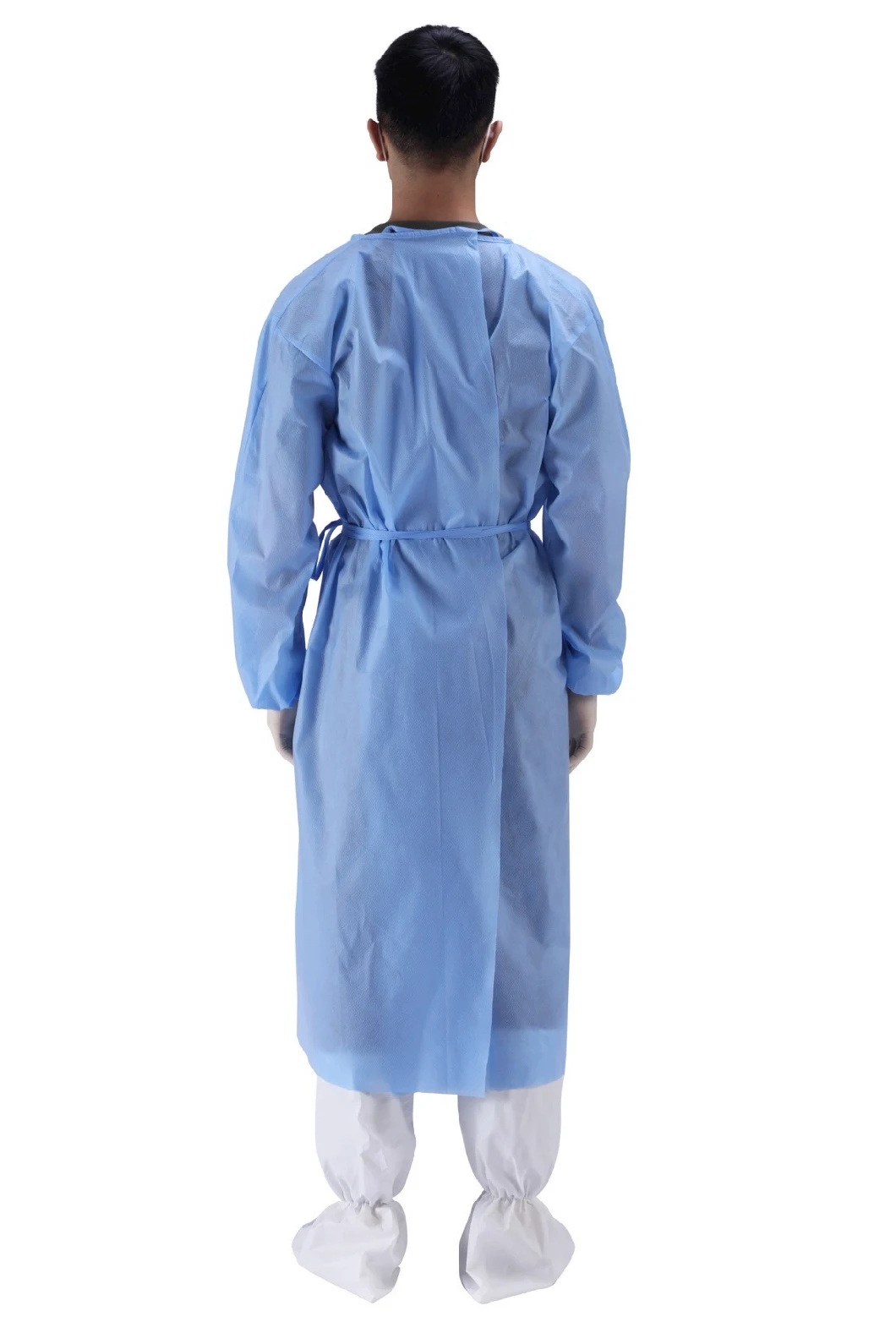 Factory Nonwoven Surgical En 13485 Isolation Gown with PP/SMS/PP+PE Material