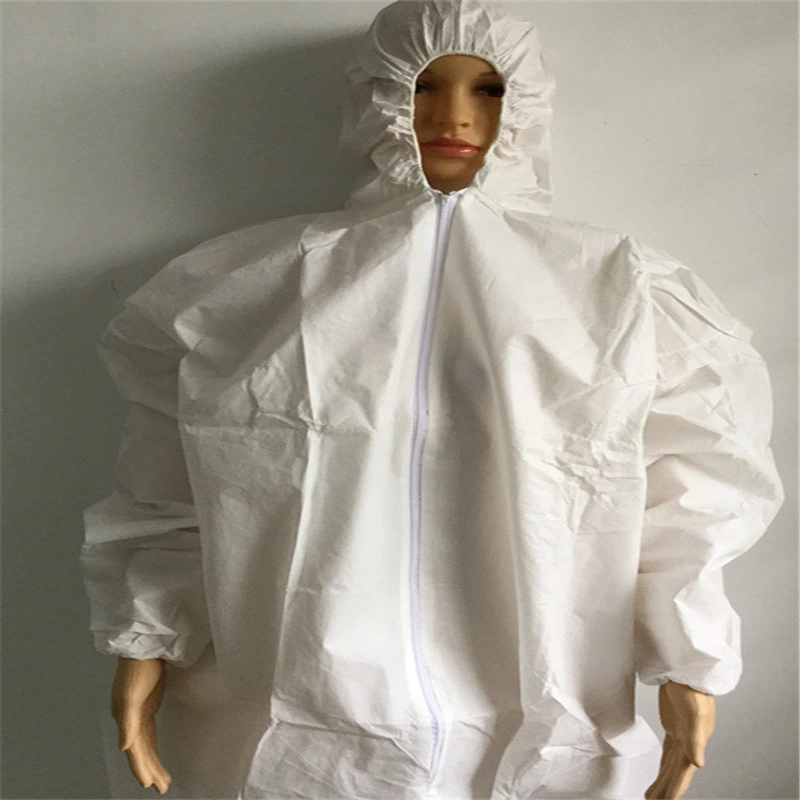 Chemical Protective Clothing Chemical Protective Coverall with Hood Laboratory Anti-Chemical Sputtering Paint Spraying Dust-Proof and Breathable Non-Woven Cover