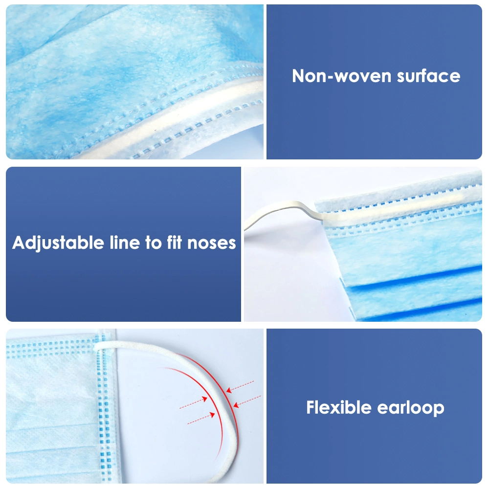 Ce Wholesale Factory Price Nonwoven Protective Disposable Face Mask 3 Ply Earloop Design
