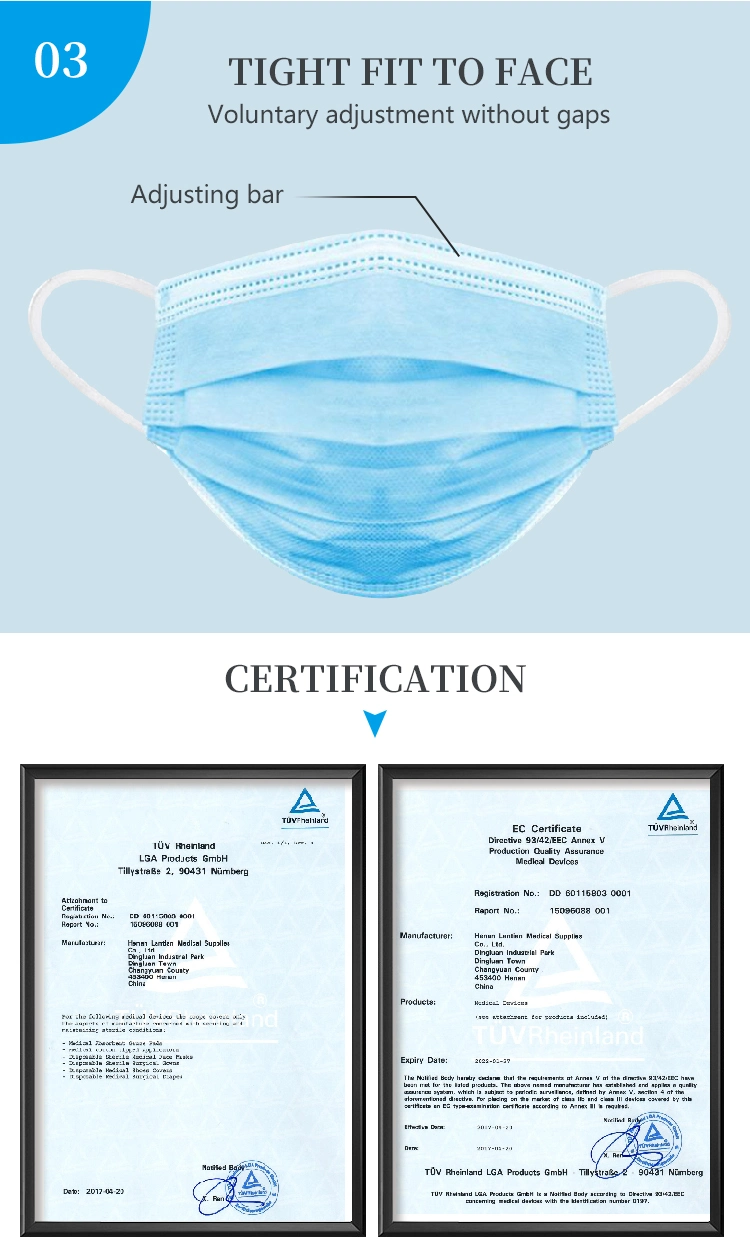 Wholesale High Quality Low Price Nonwoven 3ply Baby Face Mask with En Certificate