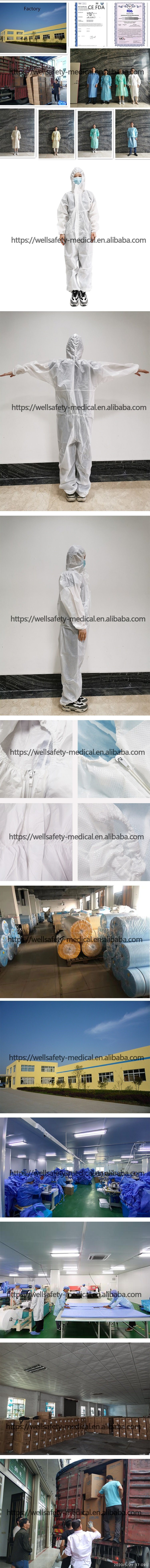 OEM Price PPE Coverall Disposable SMS/PP/PE/ Nonwoven Waterproof Isolation Gown Safety Xxxl Size Protective Clothing FDA Ce ANSI/AAMI PB70 Type 5 6