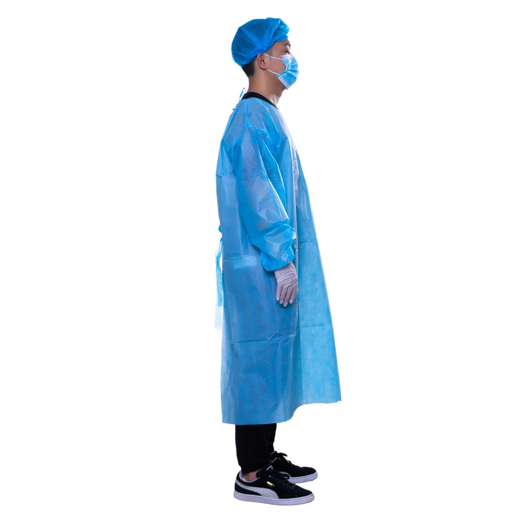 Blue Civilian Personal PP Non Woven Disposable Protective Gown PP+PE