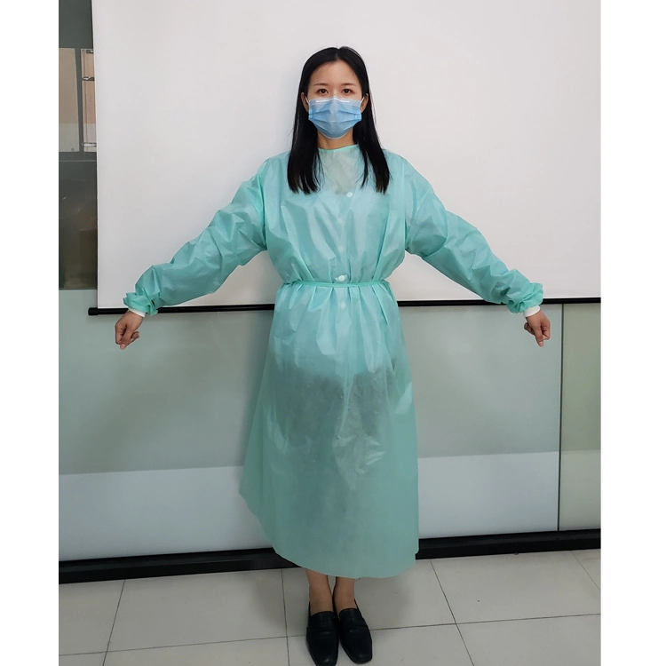 Blue PP PE/SMS/PP Nonwoven Disposable Anti-Virus Isolation Gown