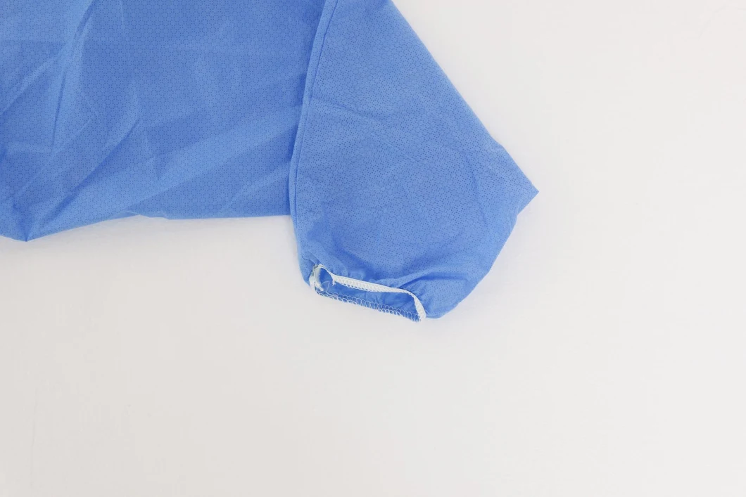 Disposable Non Woven Patient Gown Non-Woven Cover Blue Waterproof Plastic Isolation Gown with Long Sleeves