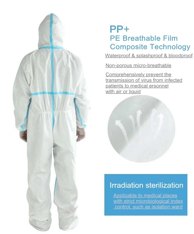 Blue Wholesale Examination Safety Anti Static Products Paint Nonwoven Coverall Type 4b Disposable Surgical Gowns Embossed CPE Factory PPE Isolation Gown