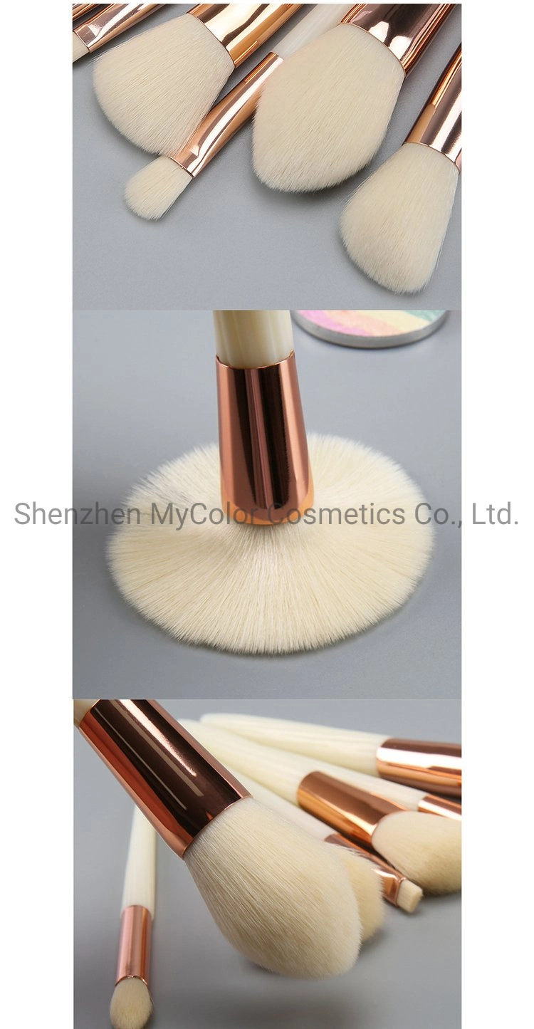 7PCS White Birch Handle Cosmetic Brushes Set Travel Brushes Set