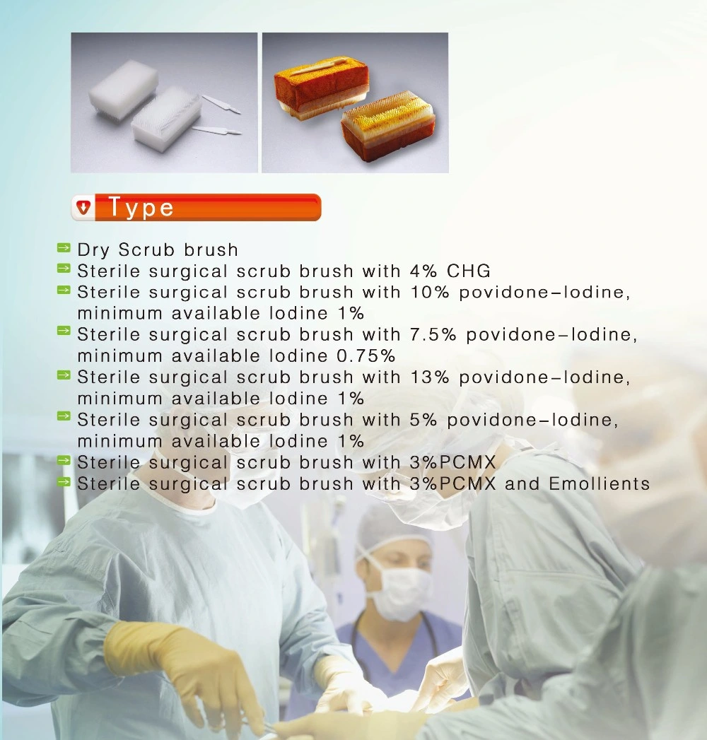 Disposable Hand Surgical Scrub Brush Sponge with Nail Cleaner 7.5% 10%