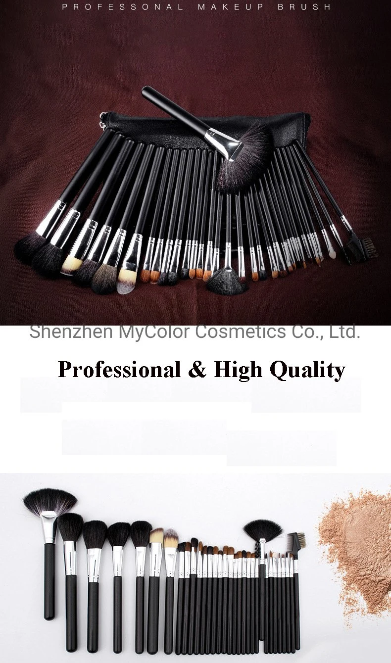 Professional & Complete Makeup Artist Brush Set 32PCS Wood Cosmetic Brush Set with PU Bag