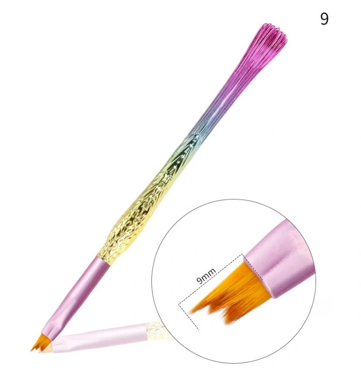 New Products Professional 9 PCS/OPP Bag Gradient Color Nail Paint Brush Pen Acrylic Nail Gel Polish Brush