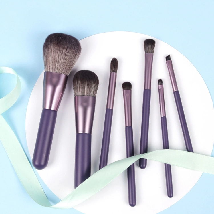 7PCS Brushes Makeup Tools 2020 Cute Purple Customize Mini Makeup Brushes Private Label Cosmetics