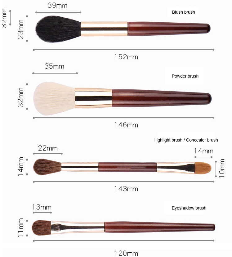 OEM Custom Logo 7PCS Makeup Brushes Set Travel Brushes Dual End Brush