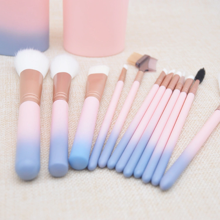 Highwoo 12PCS Makeup Brushes in Pink Gradient Eyeshadow Brushes Makeup Brushes Set Beauty Tools Kit