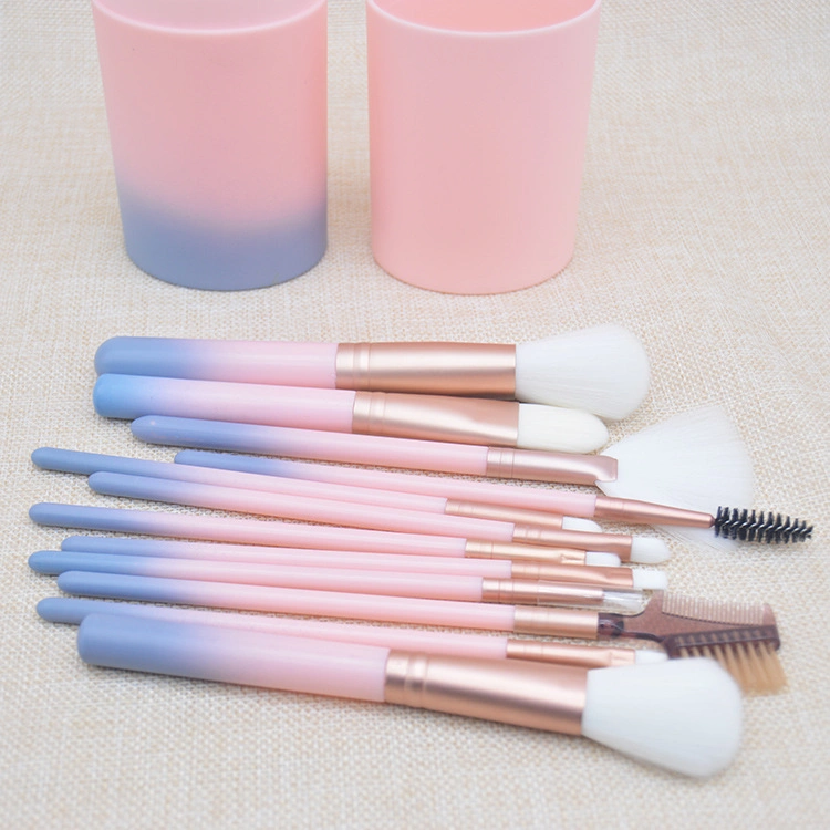 Highwoo 12PCS Makeup Brushes in Pink Gradient Eyeshadow Brushes Makeup Brushes Set Beauty Tools Kit