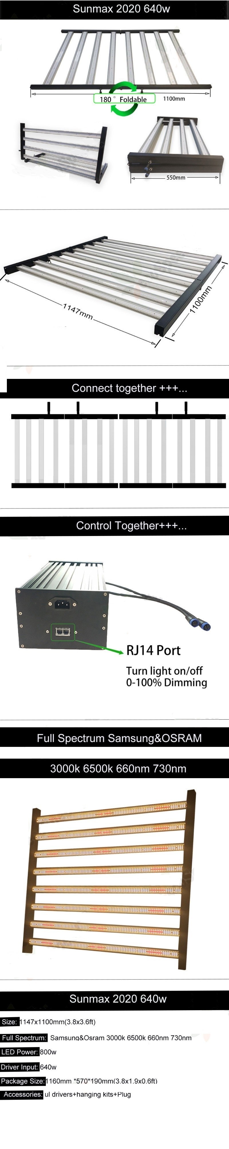 Samsung Lm301b Quantum Bar Plant Grow Light LED Grow Light 640W Vertical Growing Hydroponics System