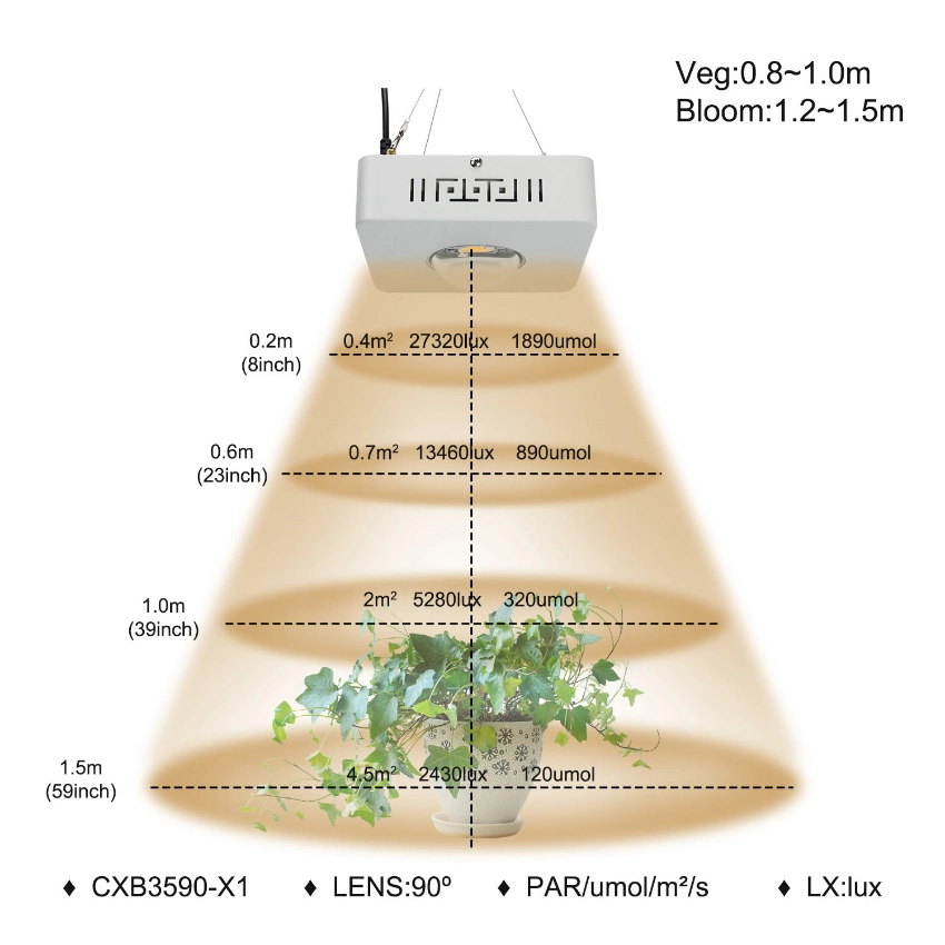 Manufacturer 100W Meanwell COB LED Grow Lights Full Spectrum Horticultural Agriculture CREE Cxb3590 LED Grow Light Plants