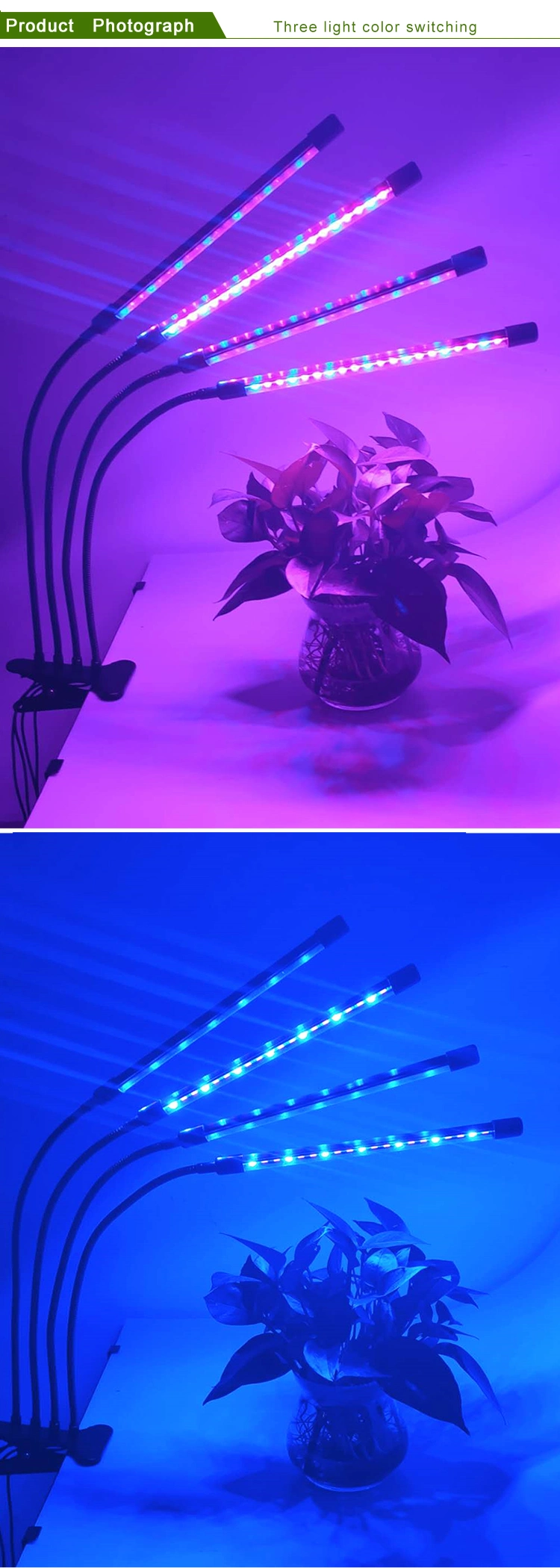 Full Spectrum Grow Light Double Head Plant Lights for Vegetable Flowers Fruits Succulents Seedlings