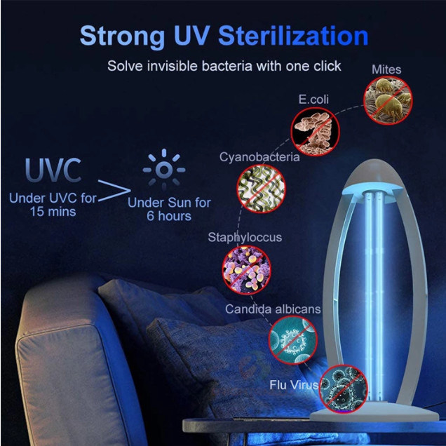 UV Disinfection Lamp Home Sterilization Table Lamp Ozone Mobile Sterilamp Kindergarten Hospital Mite Removal UV Lamp